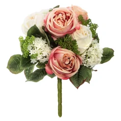 Ramo de rosas brancas e rosa artifical