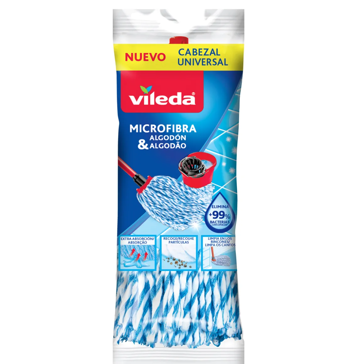 Recarga para esfregona microfibra e algodão