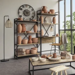 Relógio de parede MOHAN bege e preto em mdf e metal 65cm