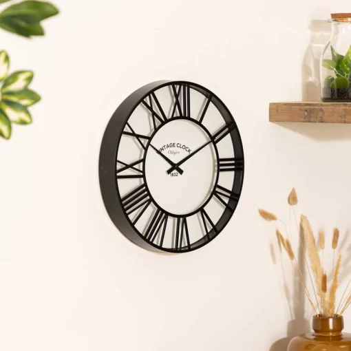 Relógio decorativo de parede preto VINTAGE