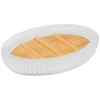 Saboneteira wc NATUREO branco com base em bambu