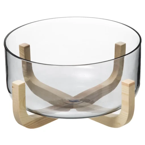 Saladeira em vidro 24cm com suporte