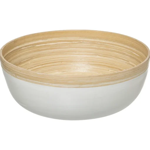 Saladeira MODERN branca em bambu 30cm