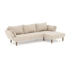 Sofá BRUGES bege com chaise longue