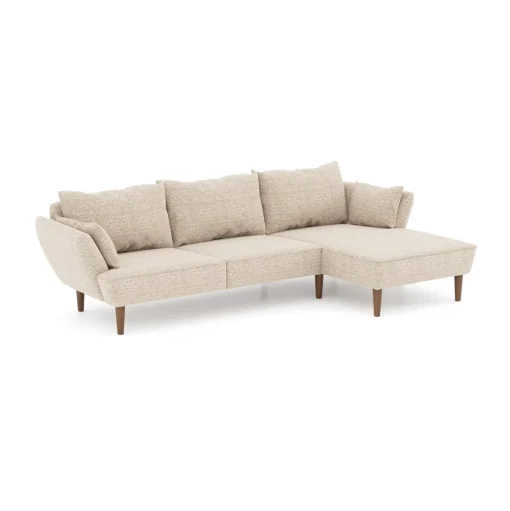 Sofá BRUGES bege com chaise longue