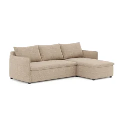 Sofá cama JAIPUR bege com chaise longue