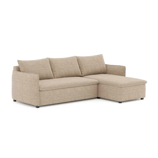 Sofá cama JAIPUR bege com chaise longue