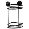 Suporte de canto preto 2 níveis em metal com ventosas