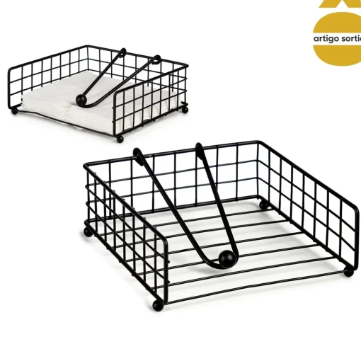 Suporte para guardanapos preto em metal