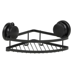 Suporte preto de canto em metal com ventosas