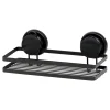 Suporte retangular preto em metal com ventosas
