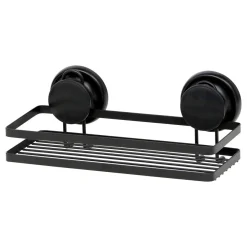 Suporte retangular preto em metal com ventosas