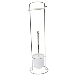 Suporte wc cromado com escova e porta rolos em metal