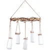 Suspensão de madeira com 5 jarras de vidro