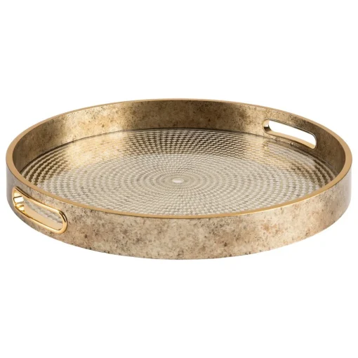Tabuleiro ELYA dourado em vidro 35cm