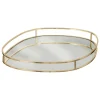 Tabuleiro em metal e vidro dourado LILY