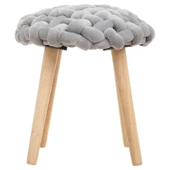Tamborete tricot cinza