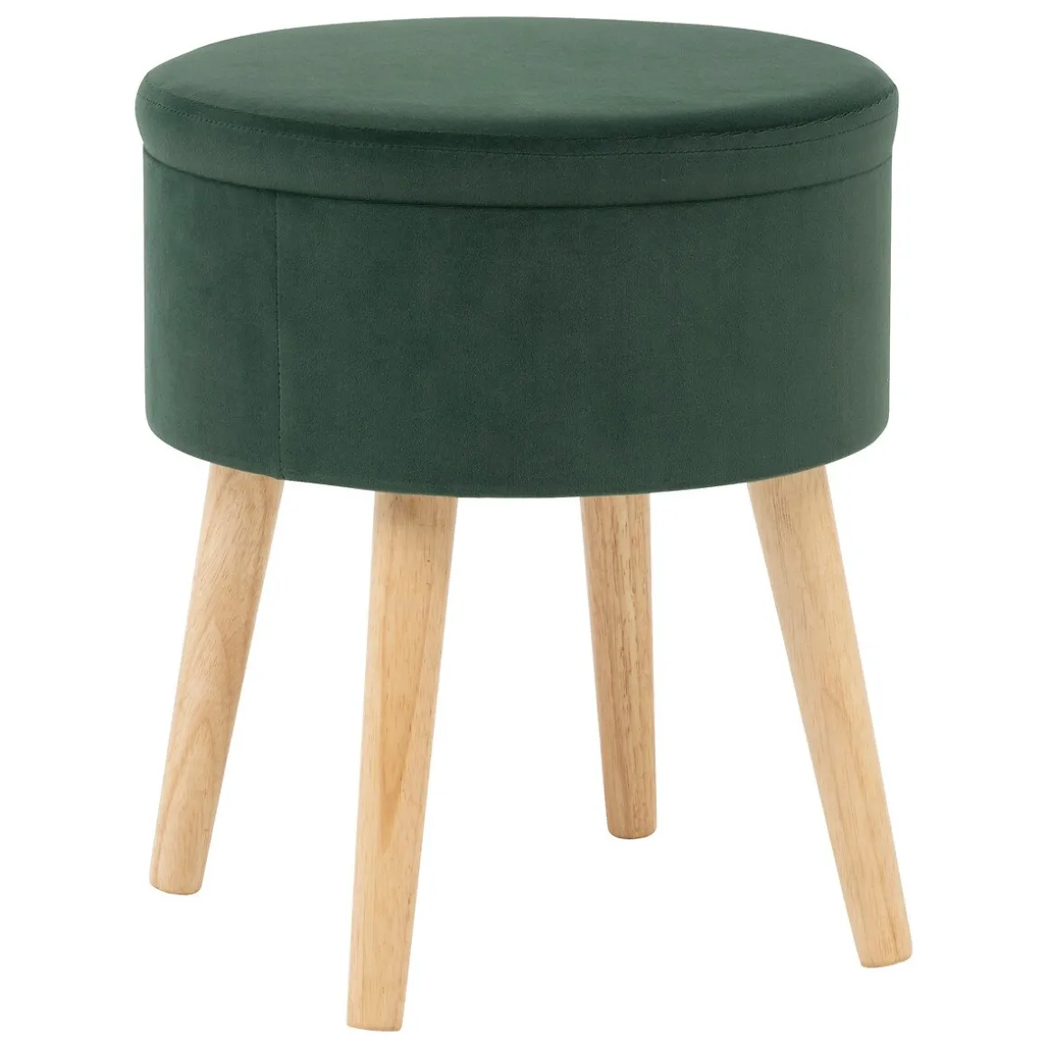 Tamborete verde em veludo com arrumação