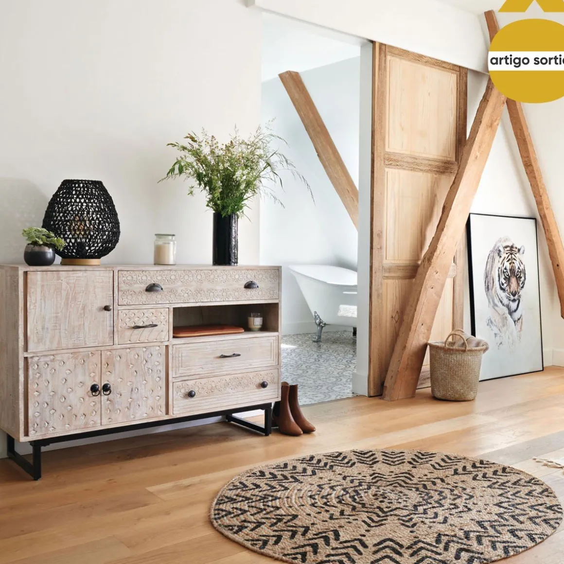 Tapete BLUSH decorado em juta 120cm