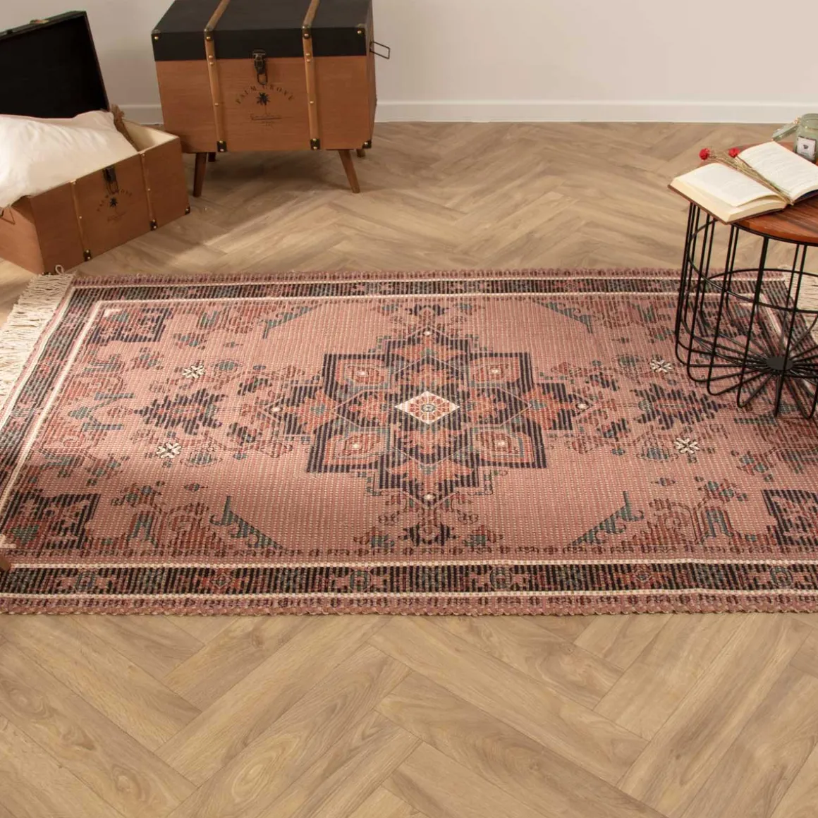 Tapete DOLCE RIVIERA multicolor com franjas em juta 120x170cm