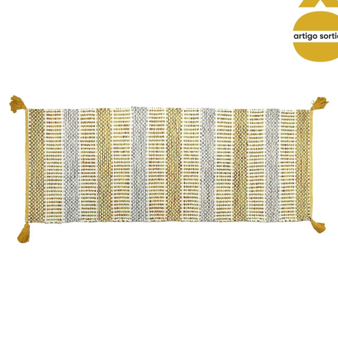 Tapete em algodão com pompons 60x150cm