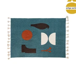 Tapete OLME cru e azul com tassels 120x160cm