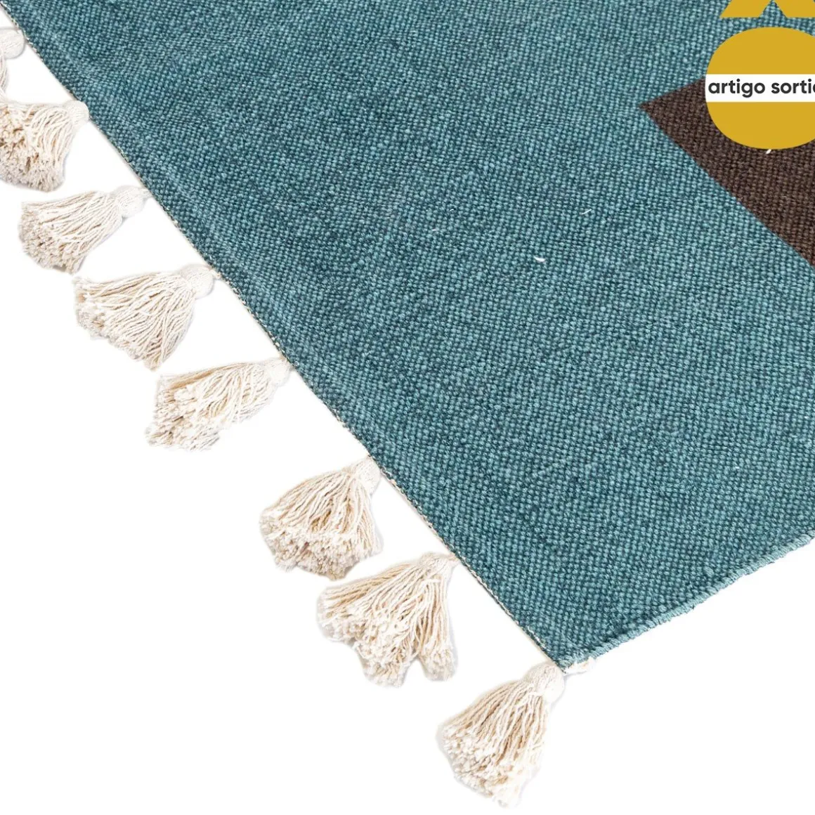 Tapete OLME cru e azul com tassels 120x160cm