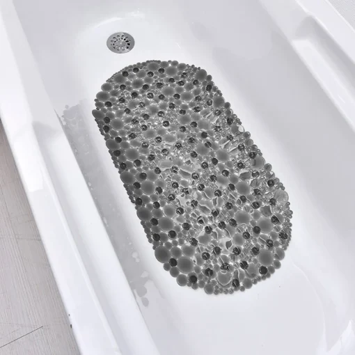 Tapete wc antiderrapante bolhas cinza
