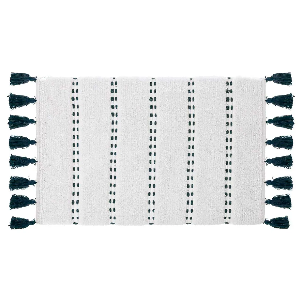 Tapete wc SOLAR azul petróleo com pompons 50x75cm