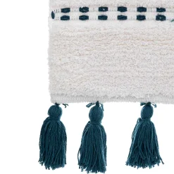 Tapete wc SOLAR azul petróleo com pompons 50x75cm