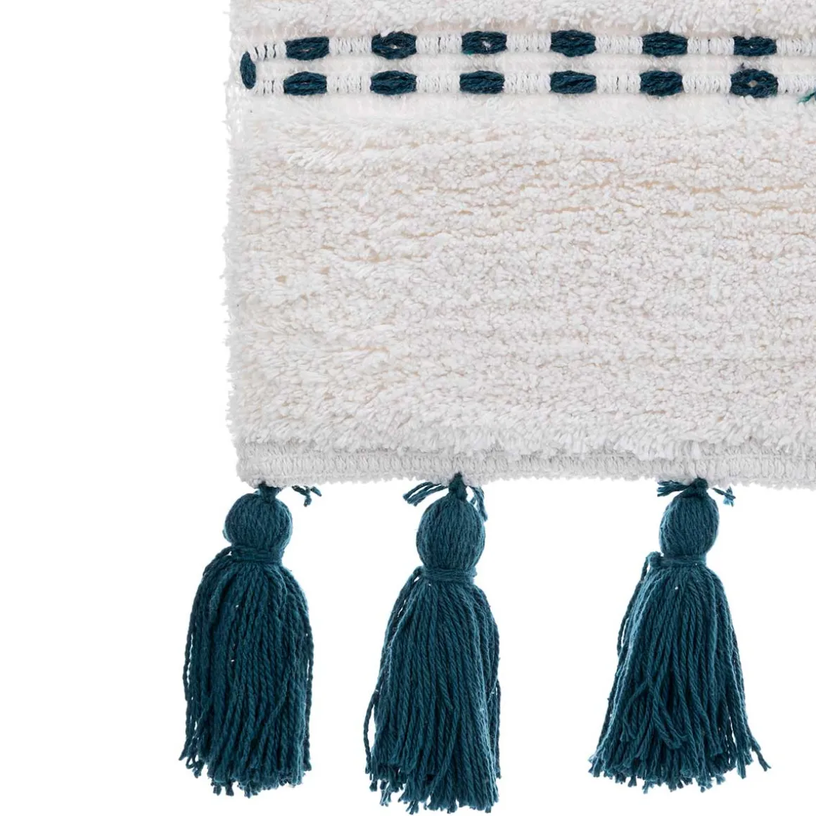 Tapete wc SOLAR azul petróleo com pompons 50x75cm