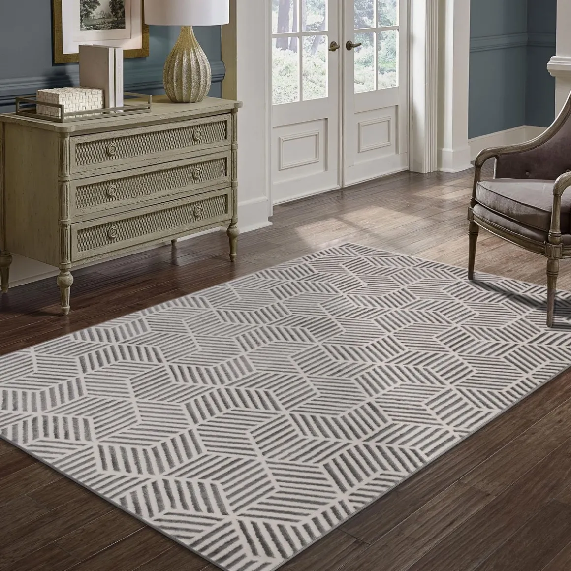 Tapete ZAHA geométrico cinza 120x160cm