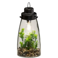 Terrário com planta artificial 31cm