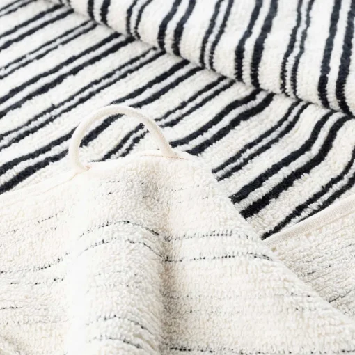 Toalha de mãos LINE branco e preto em algodão 50x100cm