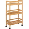 Trolley de cozinha em bambu com 3 prateleiras