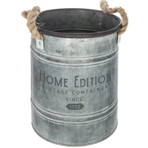 Vaseira redonda HOME EDITION cinza em zinco 24,3cm