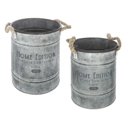 Vaseira redonda HOME EDITION cinza em zinco 24,3cm