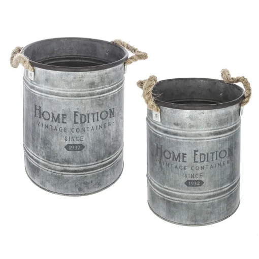 Vaseira redonda HOME EDITION cinza em zinco 24,3cm