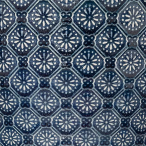 Vaso azul flor em cerâmica 23cm