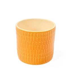 Vaso de cerâmica decoração riscos âmbar 10cm