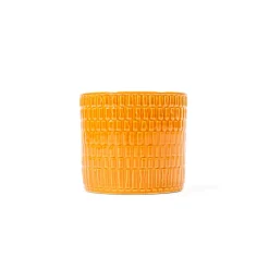 Vaso de cerâmica decoração riscos âmbar 10cm