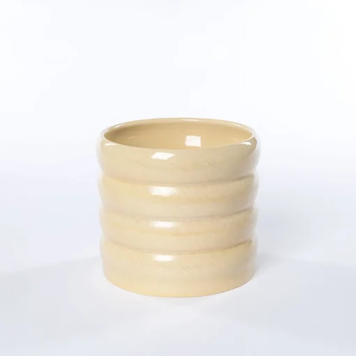 Vaso de cerâmica ondulado bege 16cm