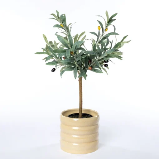 Vaso de cerâmica ondulado bege 16cm