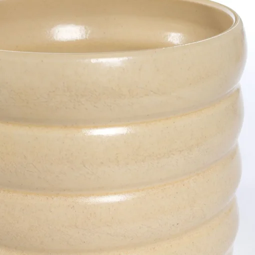Vaso de cerâmica ondulado bege 16cm