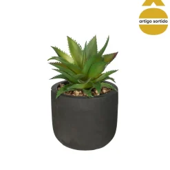 Vaso de cimento preto com planta 20cm