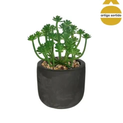 Vaso de cimento preto com planta 20cm