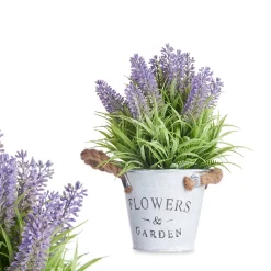 Vaso de metal com lavanda artificial 25cm
