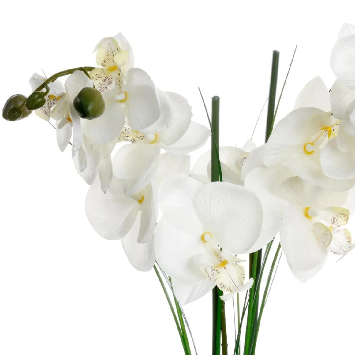 Vaso em cerâmica preto com orquidea artificial