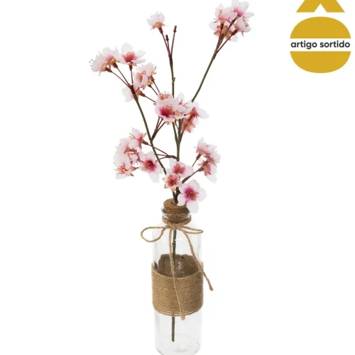 Vaso em vidro com flôr cerejeira 48cm