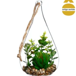 Vaso GOTA suspenso com planta 19,5cm